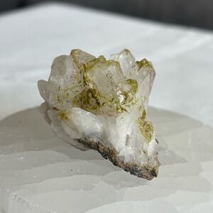Epidote on quartz cluster